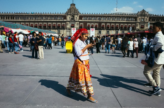 An indigenious woman in Mexico city.