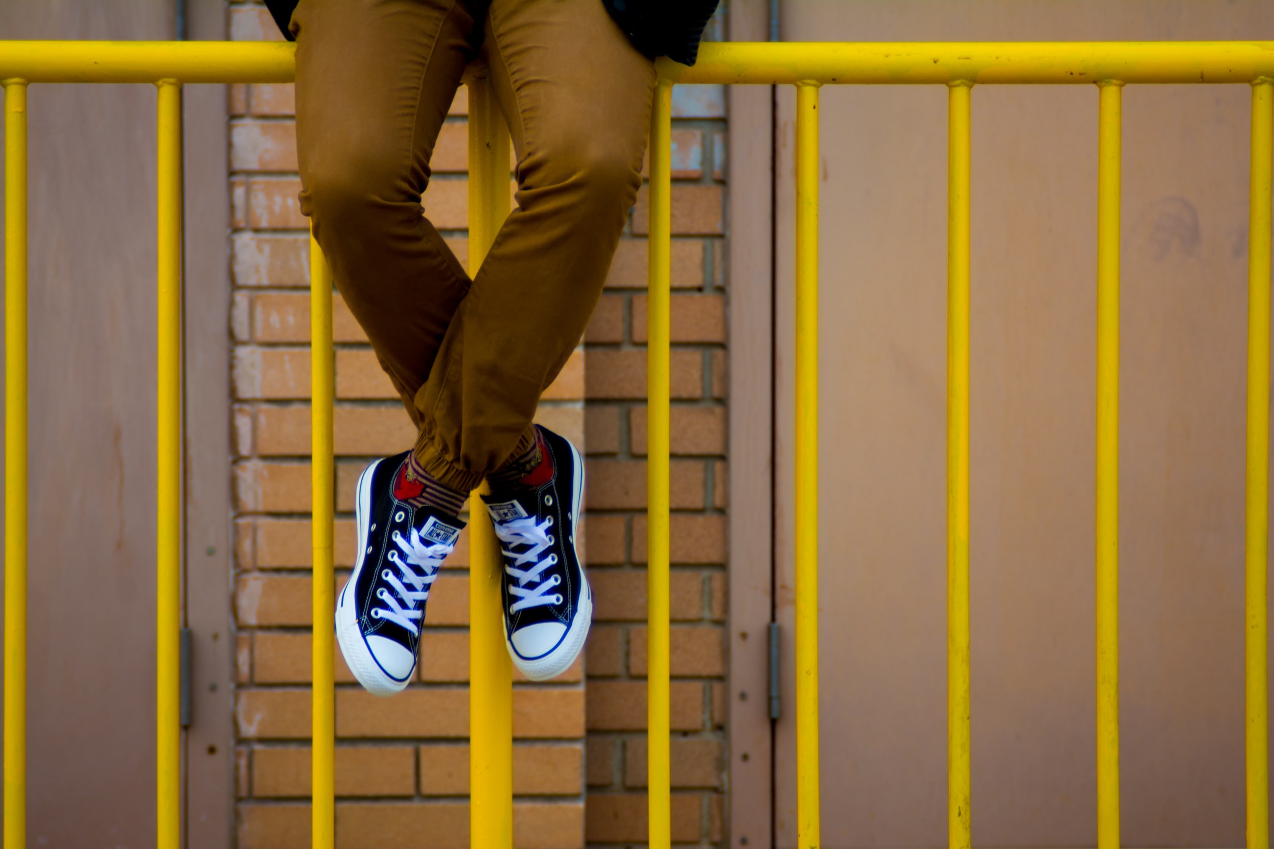 A mans legs dangling